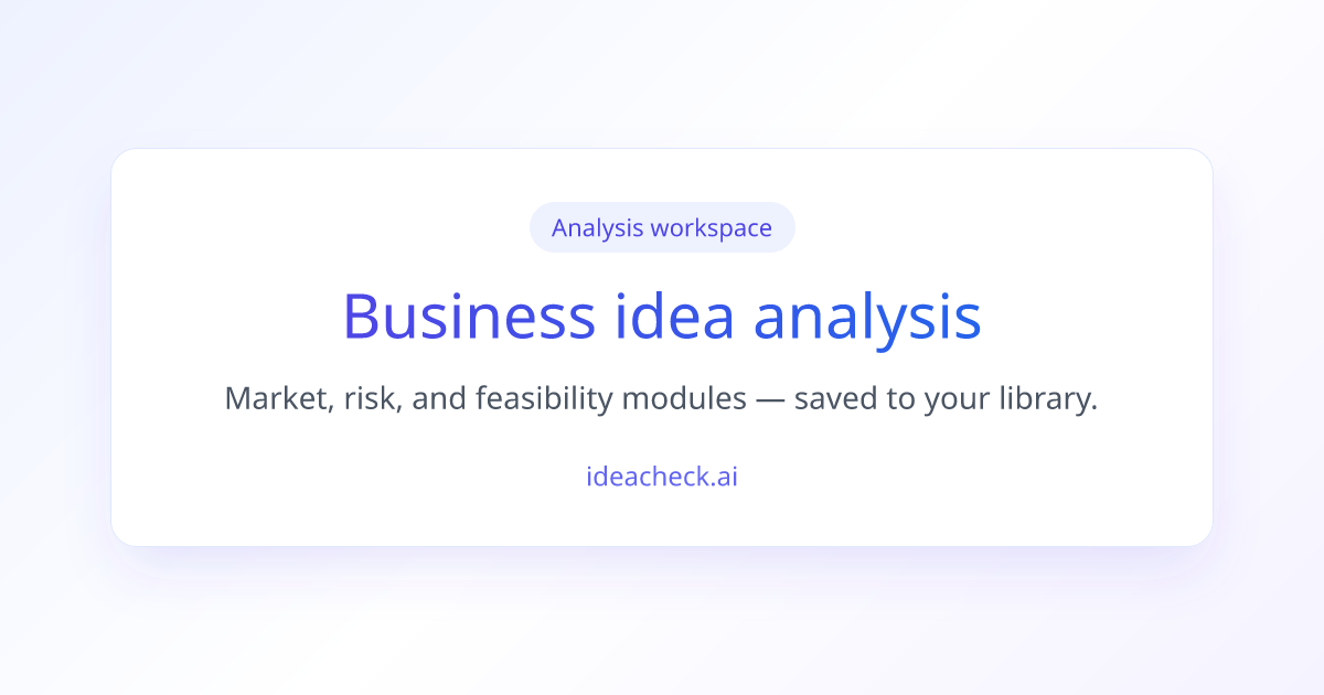 Business Idea Analysis | IdeaCheck (AI Idea Check) | IdeaCheck